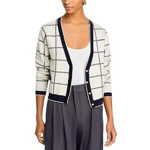 French Connection Women's Check-Print Button-Front Cardigan Medium